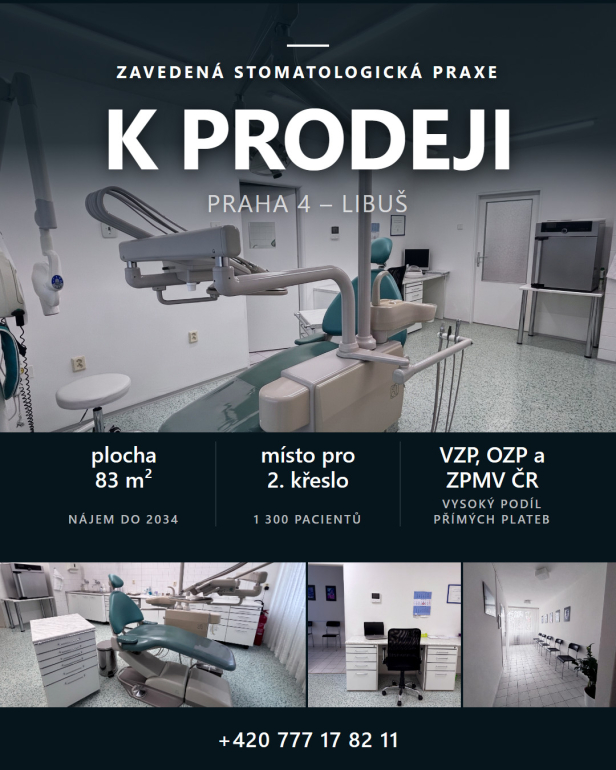 Prodej zubní praxe, Praha 4 - Libuš, místo pro druhé křeslo Prodej zubní praxe, Praha 4 - Libuš, místo pro druhé křeslo