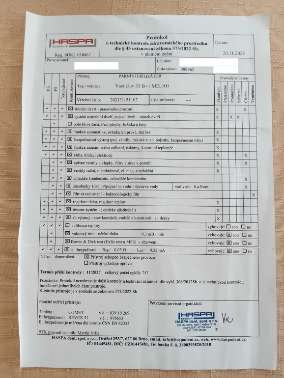 Prodej Autoklav Melag Vacuclav 31B+