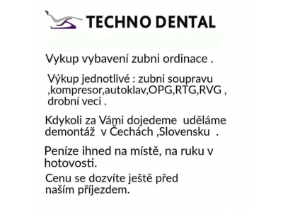 Kupim použité Zubni soupravy , nebo cele vibaveni ordinace . Kupim použité Zubni soupravy , nebo cele vibaveni ordinace .