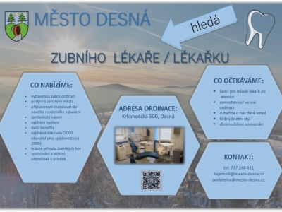 Nabídka vybavené zubní ordinace v obci Desná